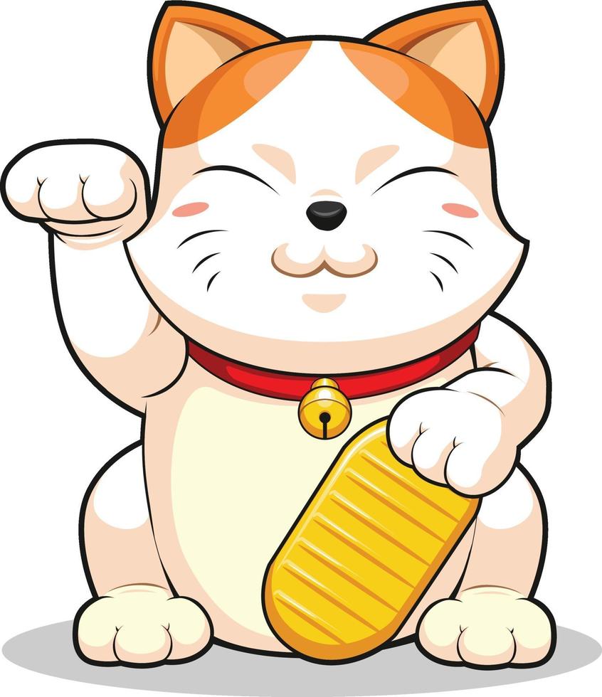 chat chanceux makeni neko fortune faisant signe de largent dessin animé mascotte vecteur