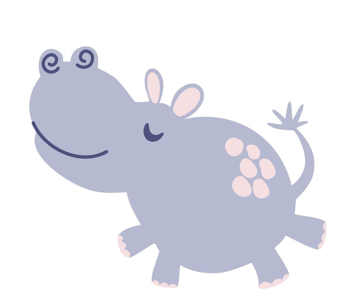 content dessin animé hippopotame. main dessiner hippopotame. parfait pour enfants, impressions et affiches. vecteur main dessiner illustration isolé sur le blanc Contexte.