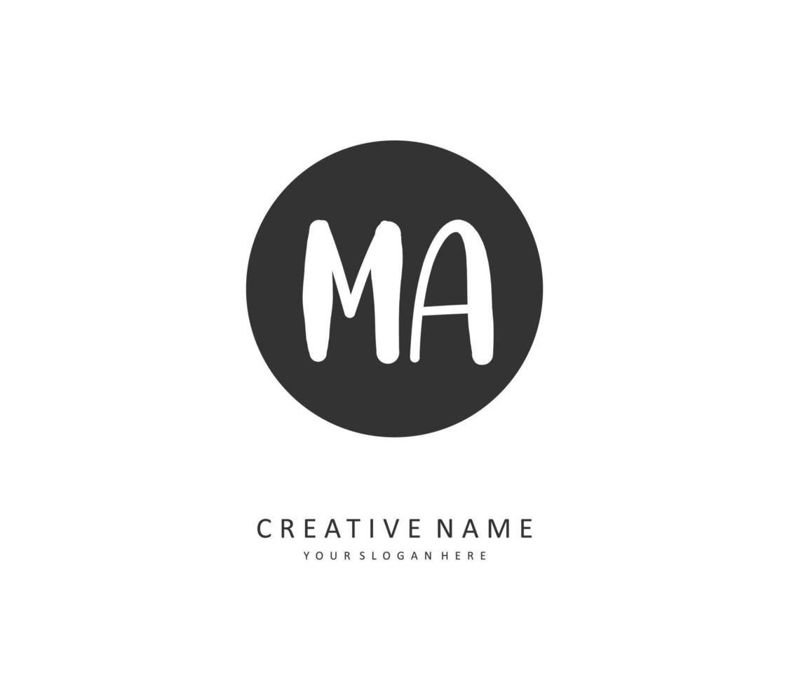 m une ma initiale lettre écriture et Signature logo. une concept écriture initiale logo avec modèle élément. vecteur