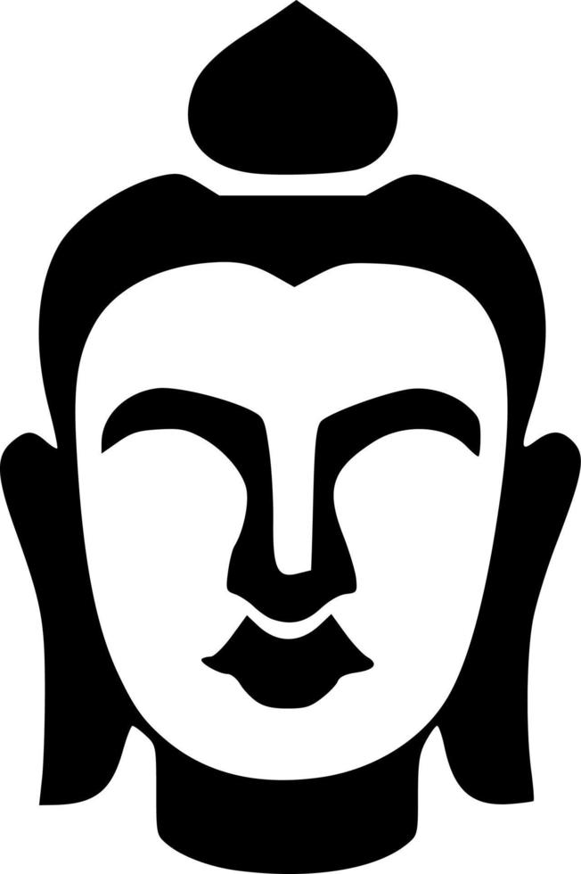 noir Bouddha tête icône vecteur