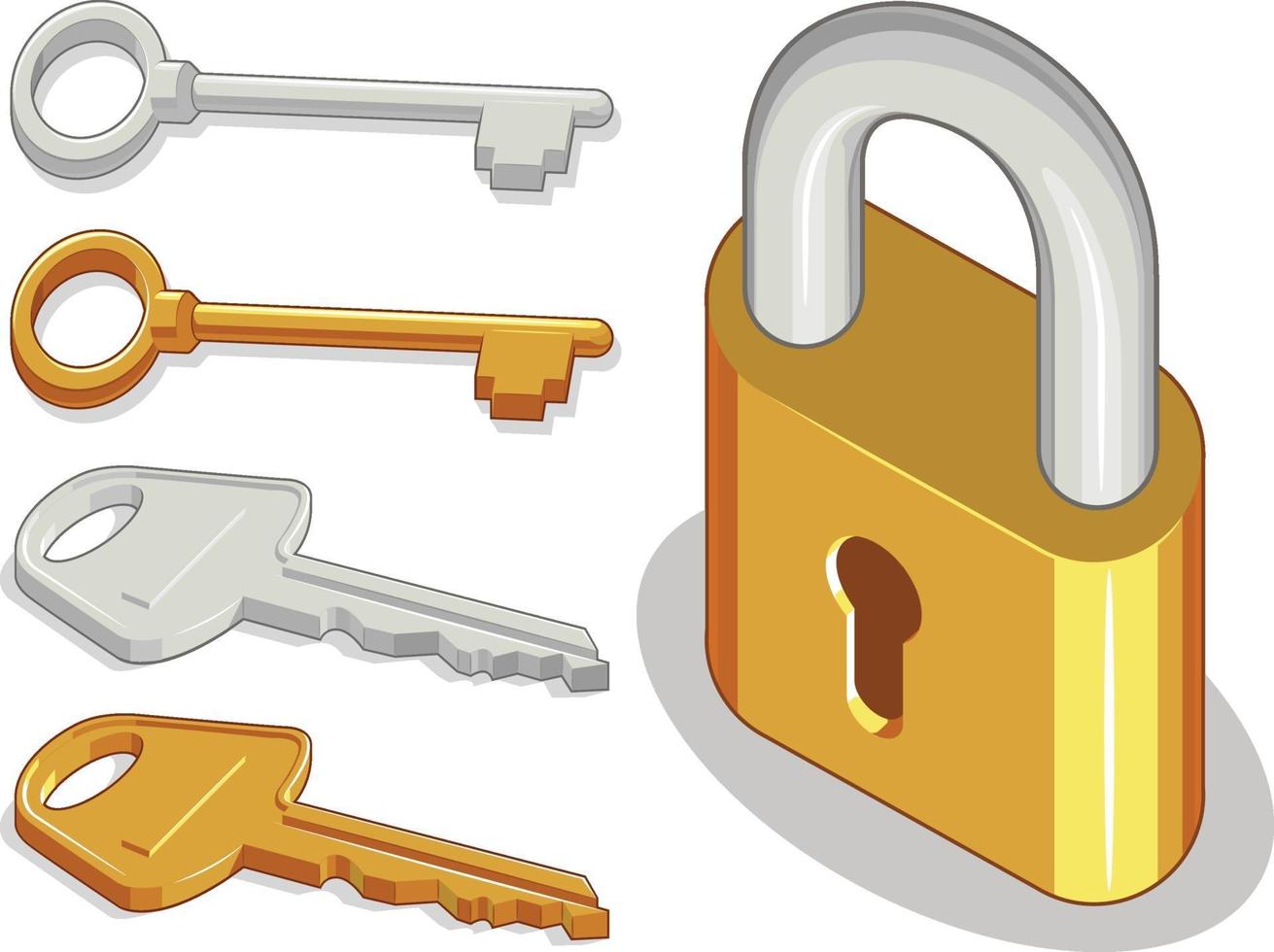 Clés de cadenas en métal protection sécurisée dessin illustration de dessin animé vecteur