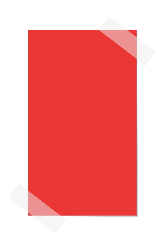 verticale rectangle rouge gluant Publier Remarque modèle. collé Bureau note papier vecteur illustration.