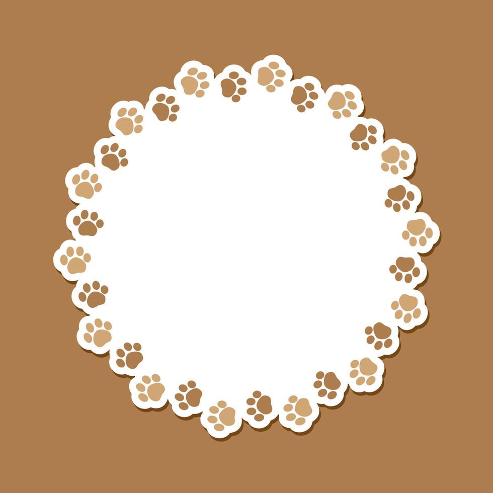 rond Cadre fabriqué de animal patte impressions avec vide espace pour votre texte et images. mignonne chien patte impression frontière. vecteur illustration