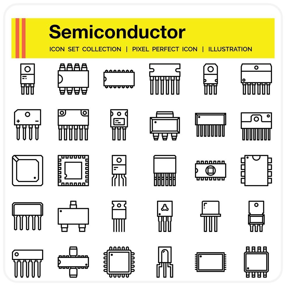 jeu d'icônes de semi-conducteur vecteur