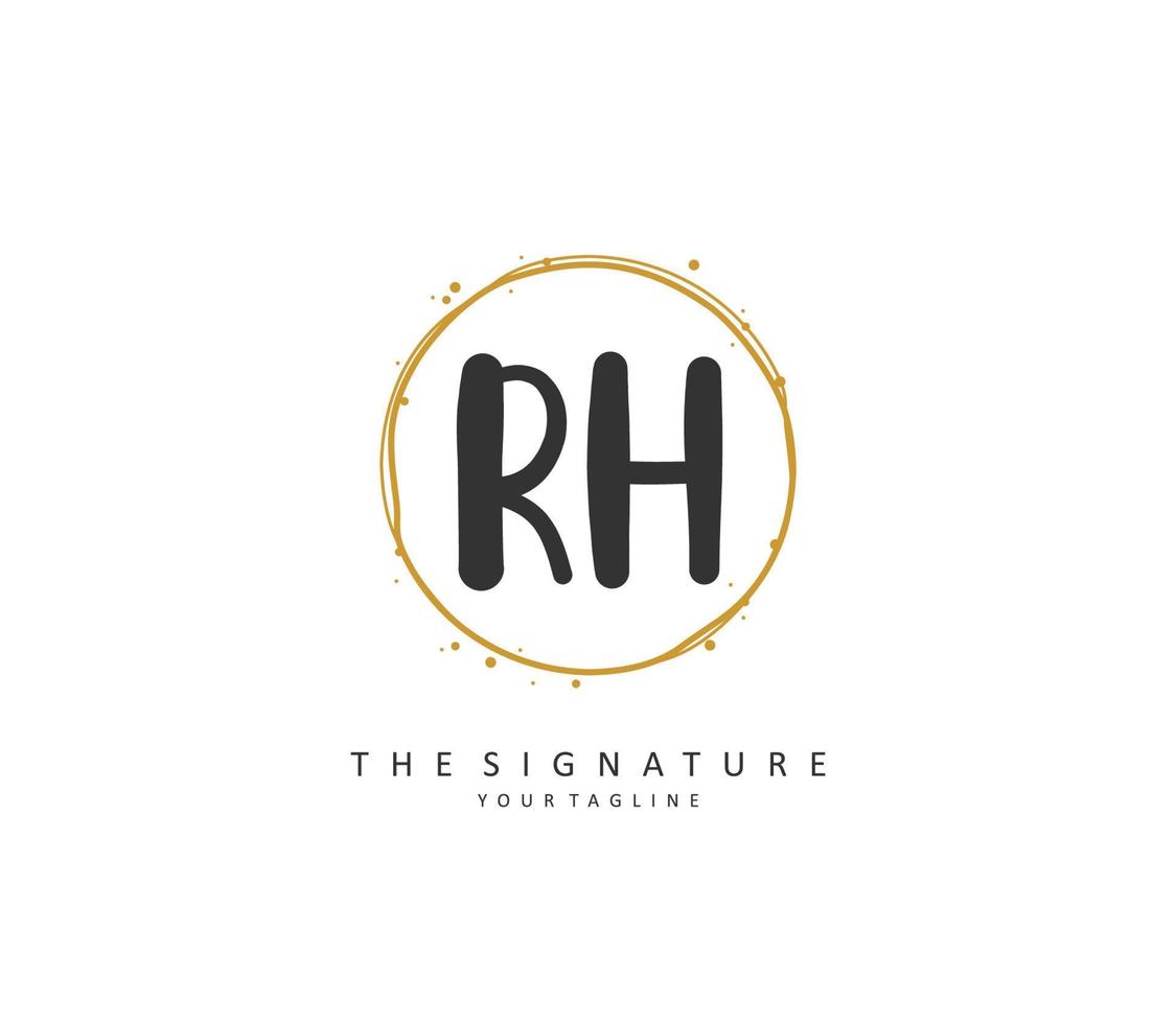 r h rh initiale lettre écriture et Signature logo. une concept écriture initiale logo avec modèle élément. vecteur