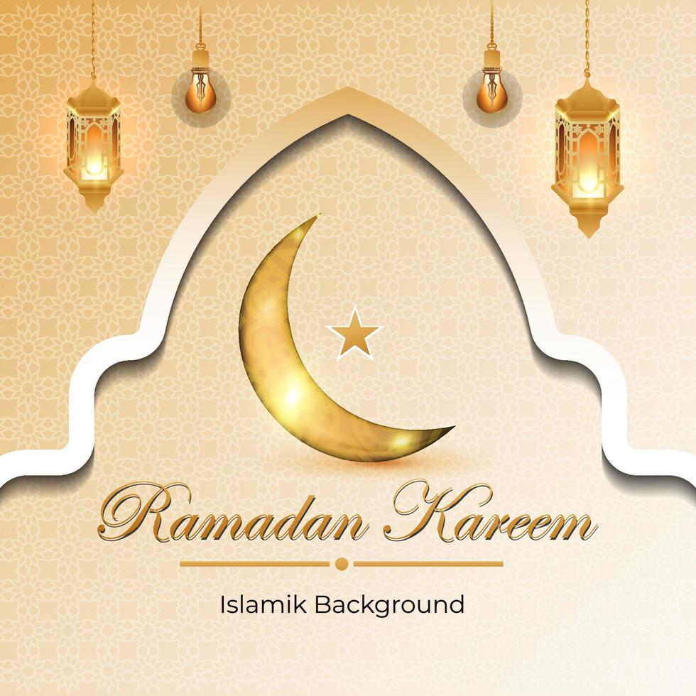 Ramadan à thème avec lanterne éléments, les musulmans salutation carte, islamique à thème arrière-plans avec lune, islamique Festival médias social bannière, eid mubarak thème Contexte modèle, salutations cartes vecteur