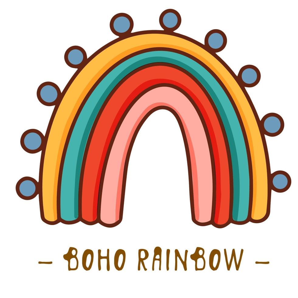 clipart boho pour la décoration de la chambre de bébé avec de jolis arcs-en-ciel. parfait pour baby shower, anniversaire, fête d'enfants vecteur