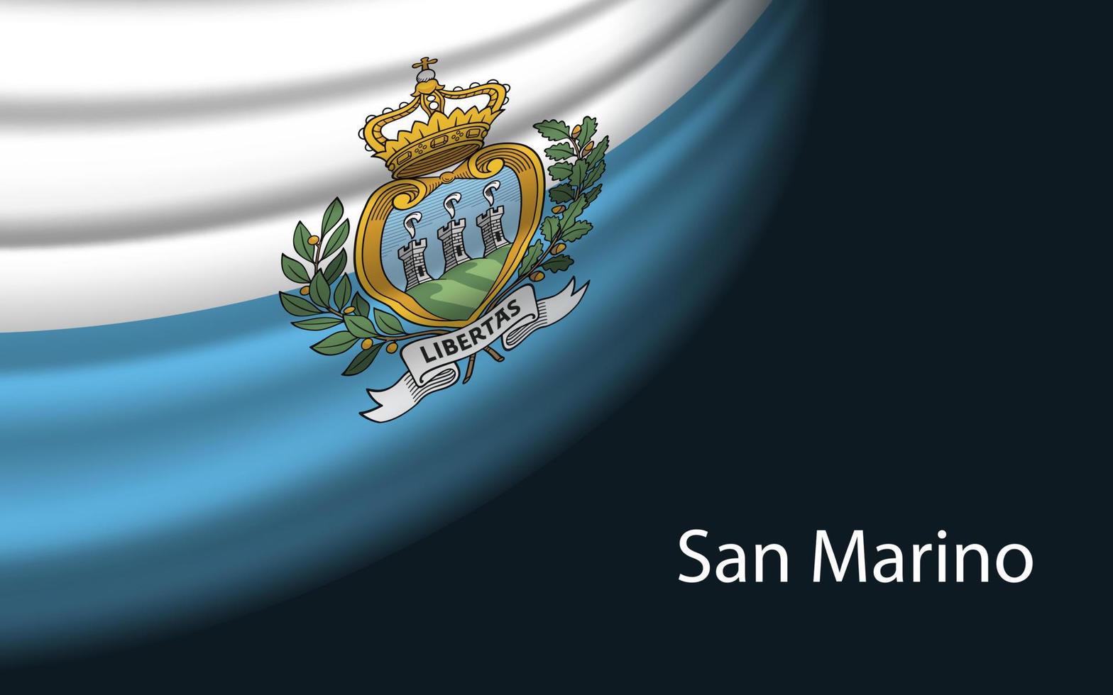 vague drapeau de san marino sur foncé Contexte. bannière ou ruban vec vecteur