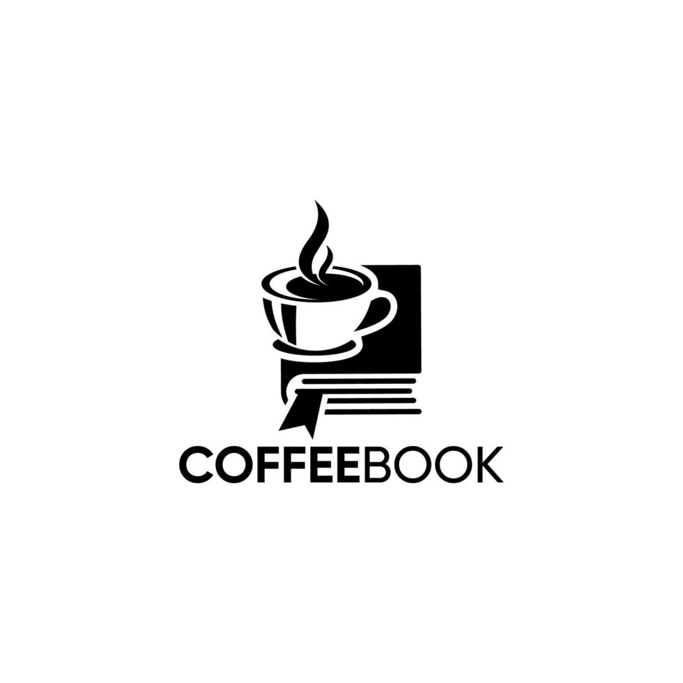 création de logo de livre de café vecteur