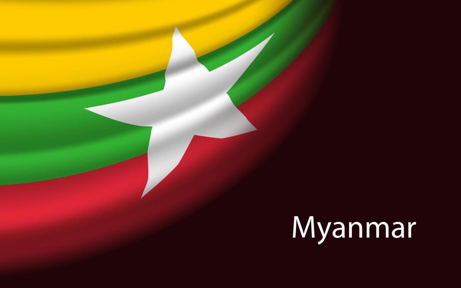 vague drapeau de myanmar sur foncé Contexte. bannière ou ruban vecteur