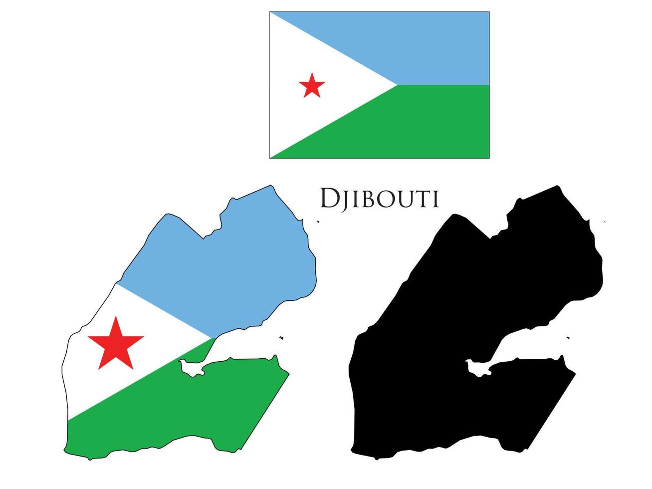 djibouti drapeau et carte illustration vecteur