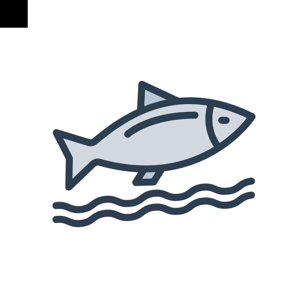 poisson icône plat style vecteur