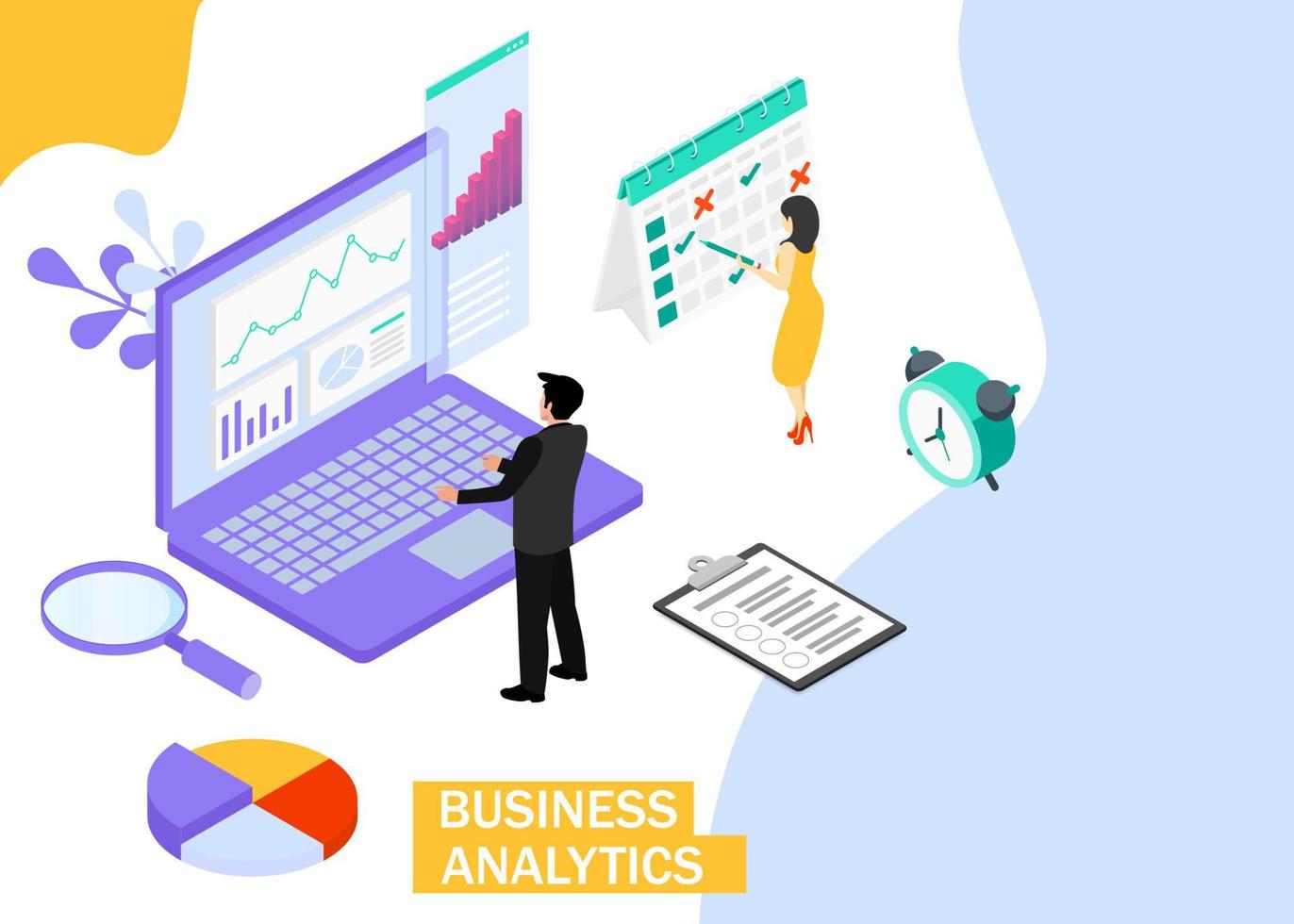 affaires analytique concept. affaires la finance et industrie. isométrique projection. vecteur illustration. eps dix