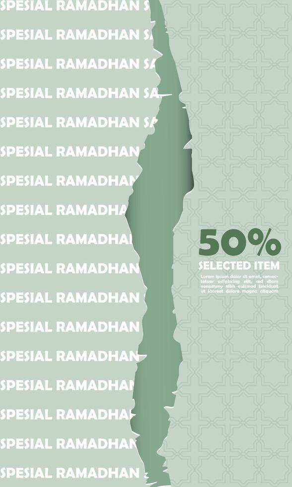 bannière vente 50 de choisi Ramadan spécial articles avec islamique 3d ornement pastel vert Couleur attrayant élégant Facile eps dix vecteur