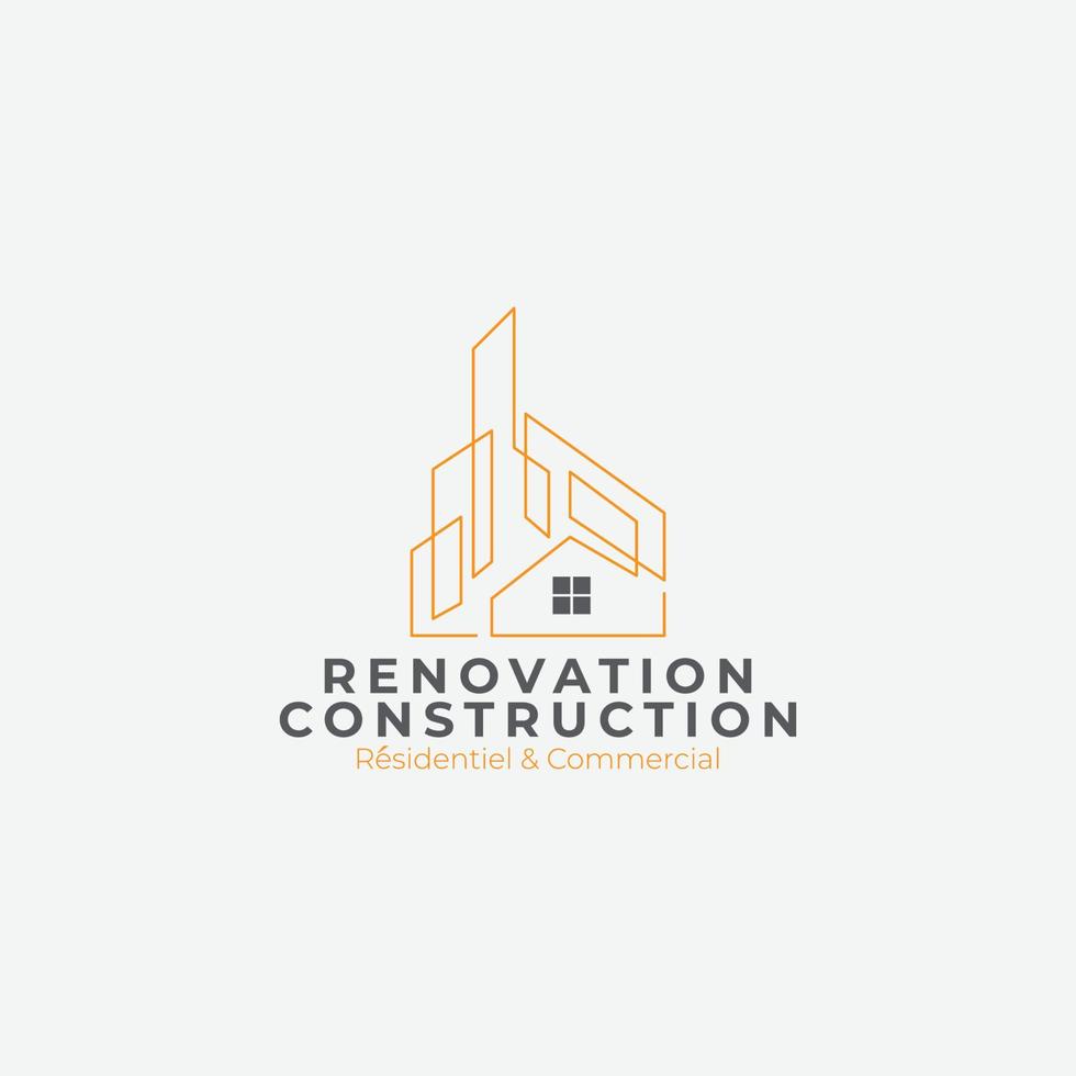 Résidentiel et commercial rénovation et construction ligne art logo concept vecteur