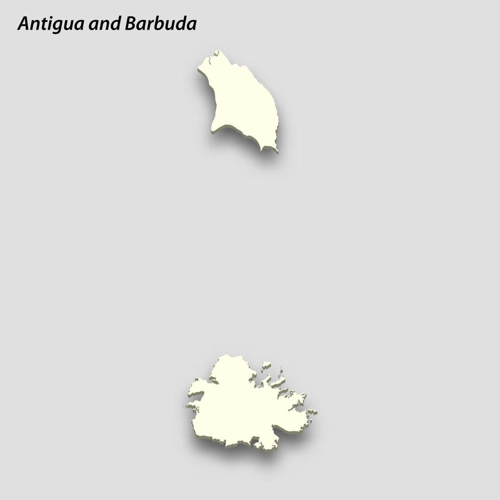 3d isométrique carte de antigua et Barbuda isolé avec ombre vecteur