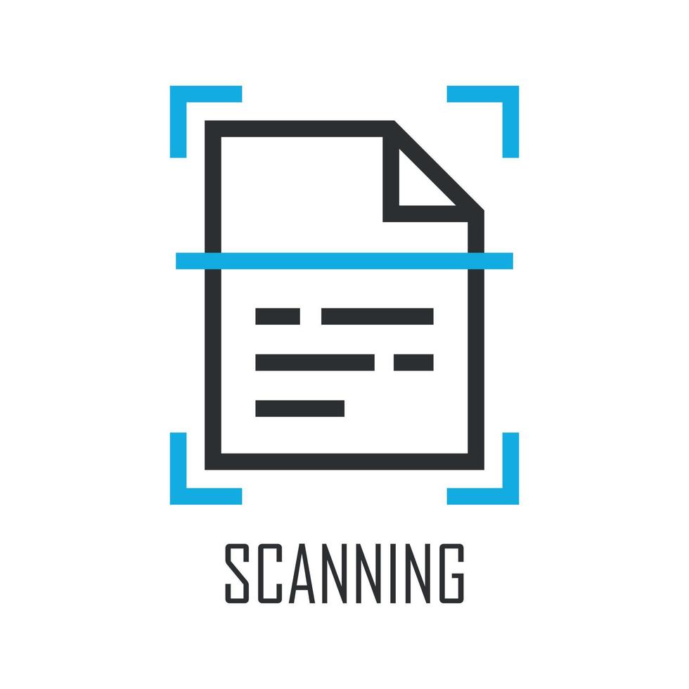 analyse document icône dans plat style. reconnaître texte vecteur illustration sur isolé Contexte. fichier scanner signe affaires concept.