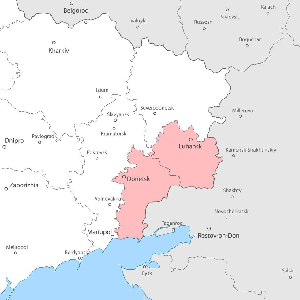 Donetsk et Lougansk Régions dans Ukraine carte modèle pour votre conception vecteur