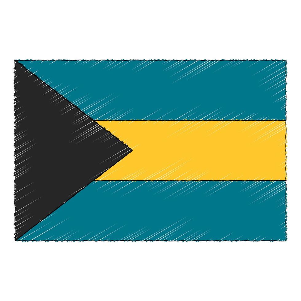 main tiré esquisser drapeau de bahamas. griffonnage style icône vecteur