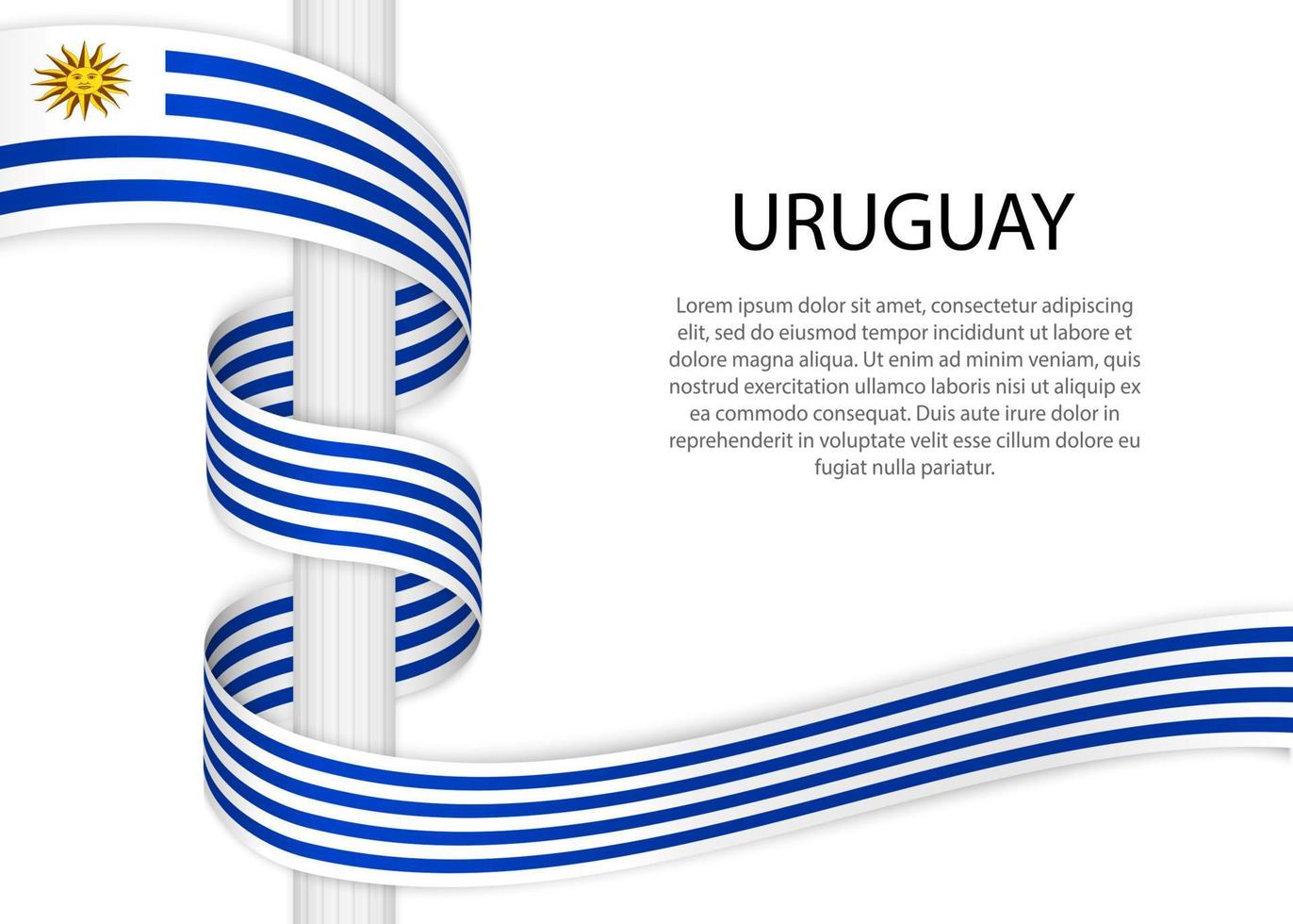 agitant ruban sur pôle avec drapeau de Uruguay. modèle pour indépendant vecteur