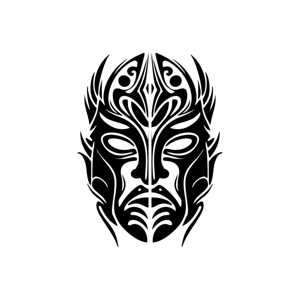 vecteur tatouage esquisser de polynésien Dieu masque dans noir et blanche.