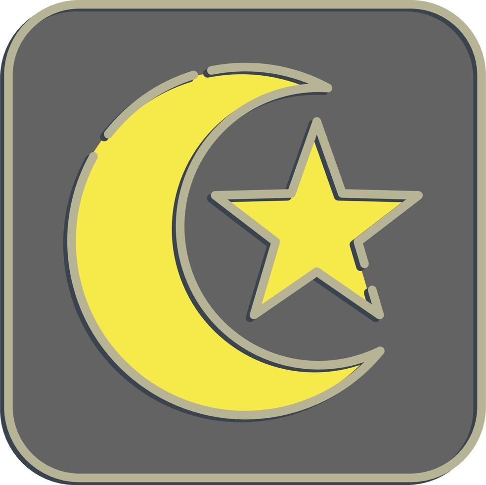 icône lune et étoile. islamique éléments de ramadan, eid Al Fitr, eid Al adha. Icônes dans en relief style. bien pour impressions, affiches, logo, décoration, salutation carte, etc. vecteur