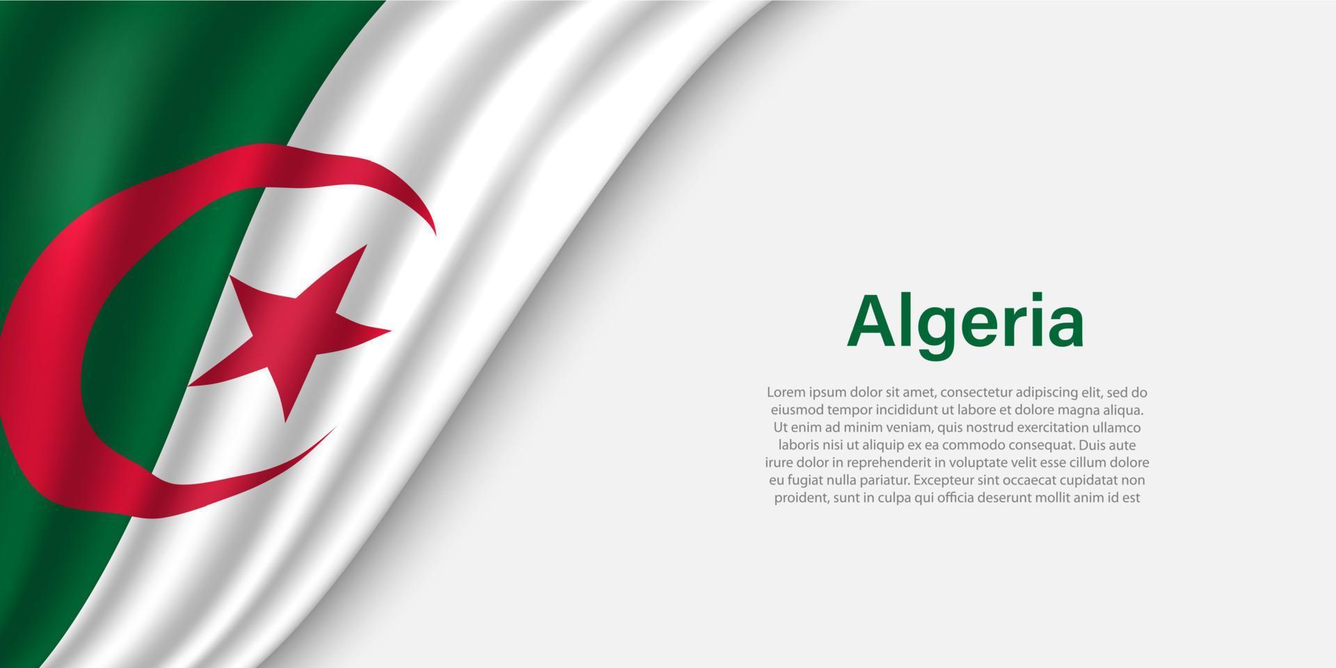 vague drapeau de Algérie sur blanc Contexte. vecteur