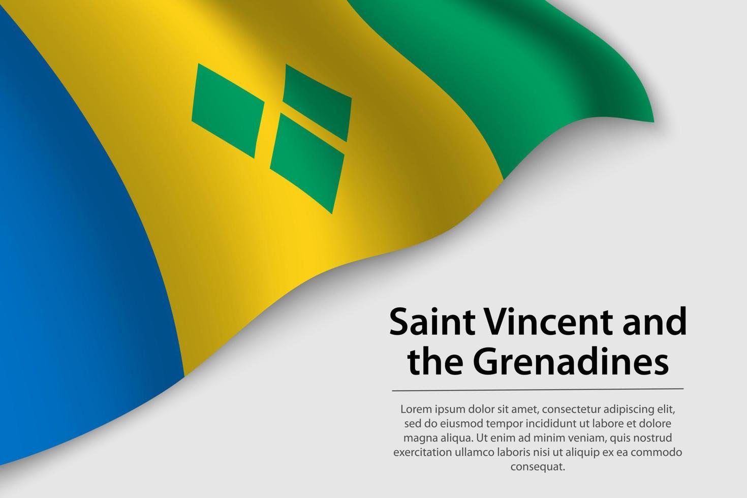 vague drapeau de Saint Vincent et le grenadines sur blanc motif vecteur