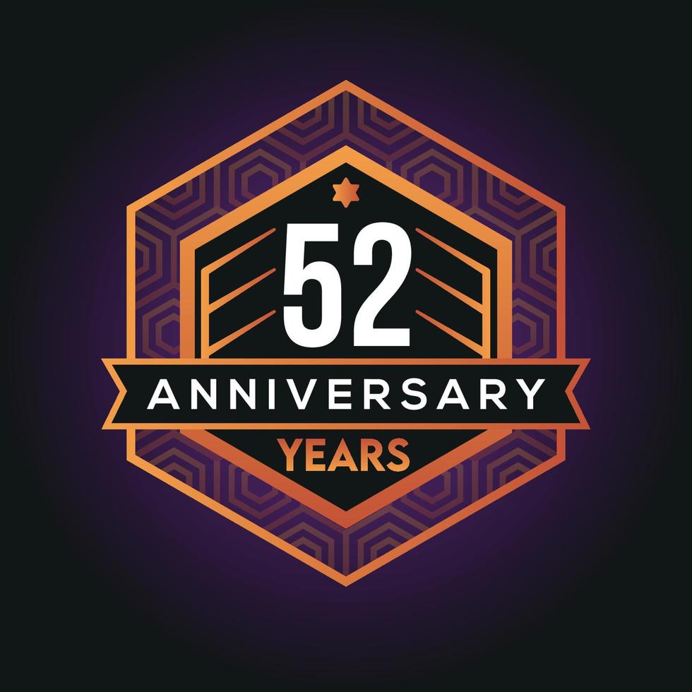 52e année anniversaire fête abstrait logo conception sur avantage noir Contexte vecteur modèle