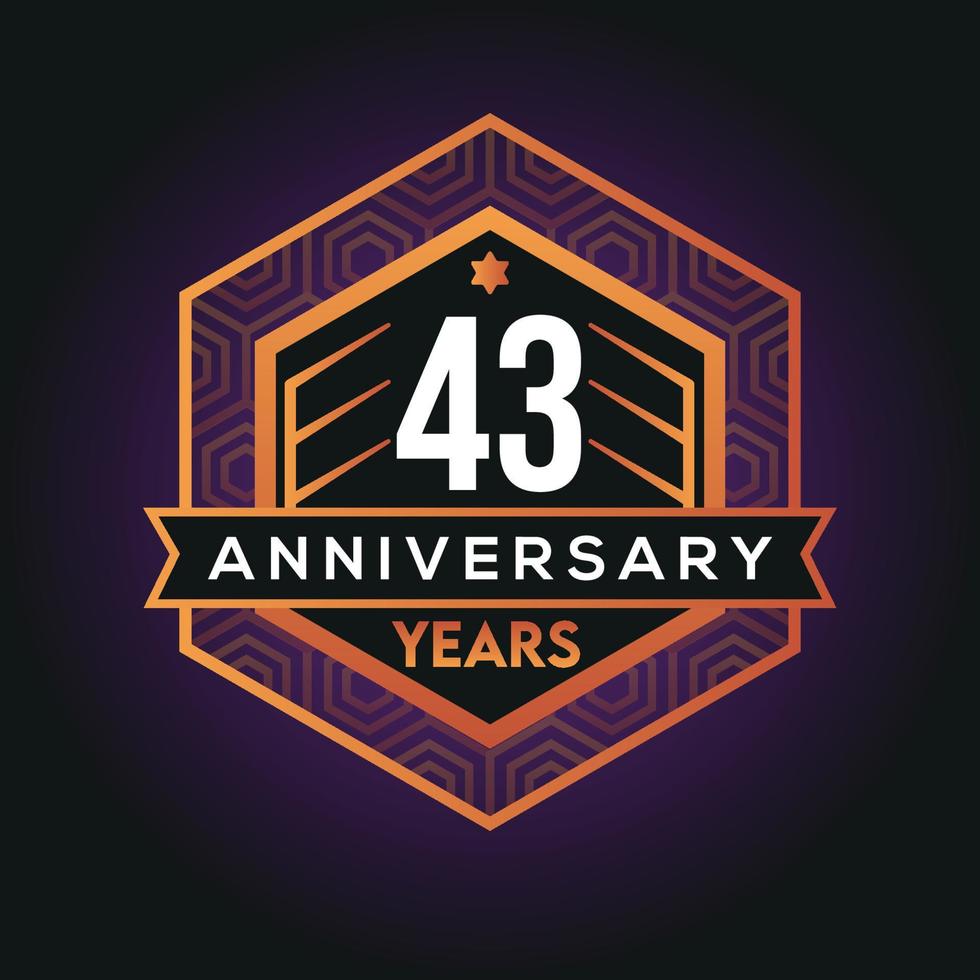 43e année anniversaire fête abstrait logo conception sur avantage noir Contexte vecteur modèle