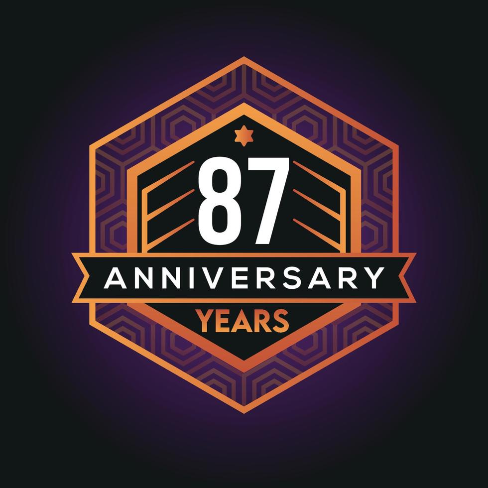 87e année anniversaire fête abstrait logo conception sur avantage noir Contexte vecteur modèle