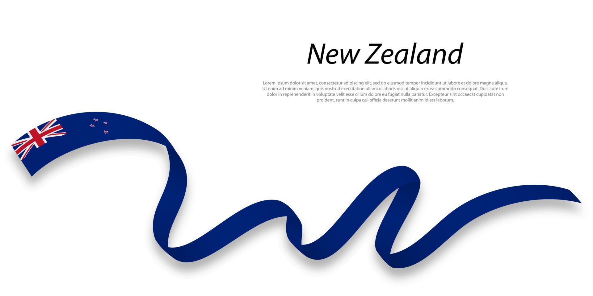 agitant un ruban ou une bannière avec le drapeau de la nouvelle-zélande. vecteur