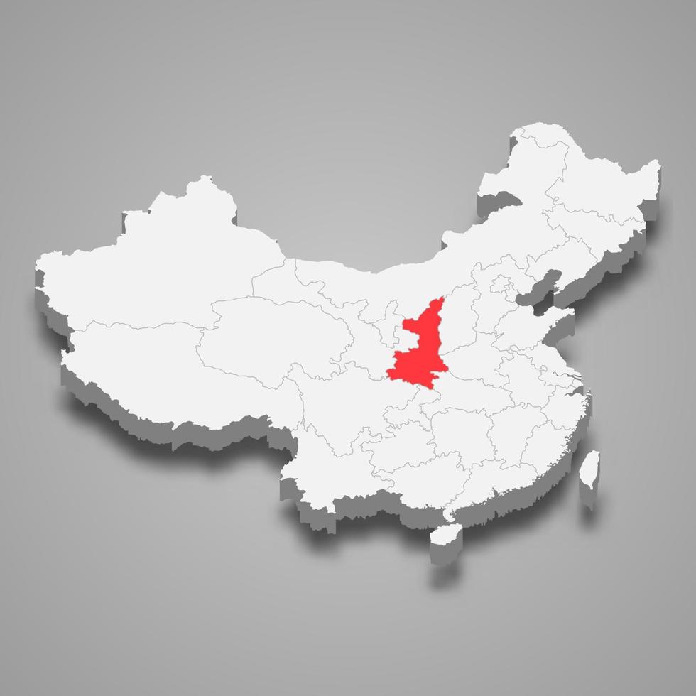Province emplacement dans Chine 3d carte modèle pour votre conception vecteur