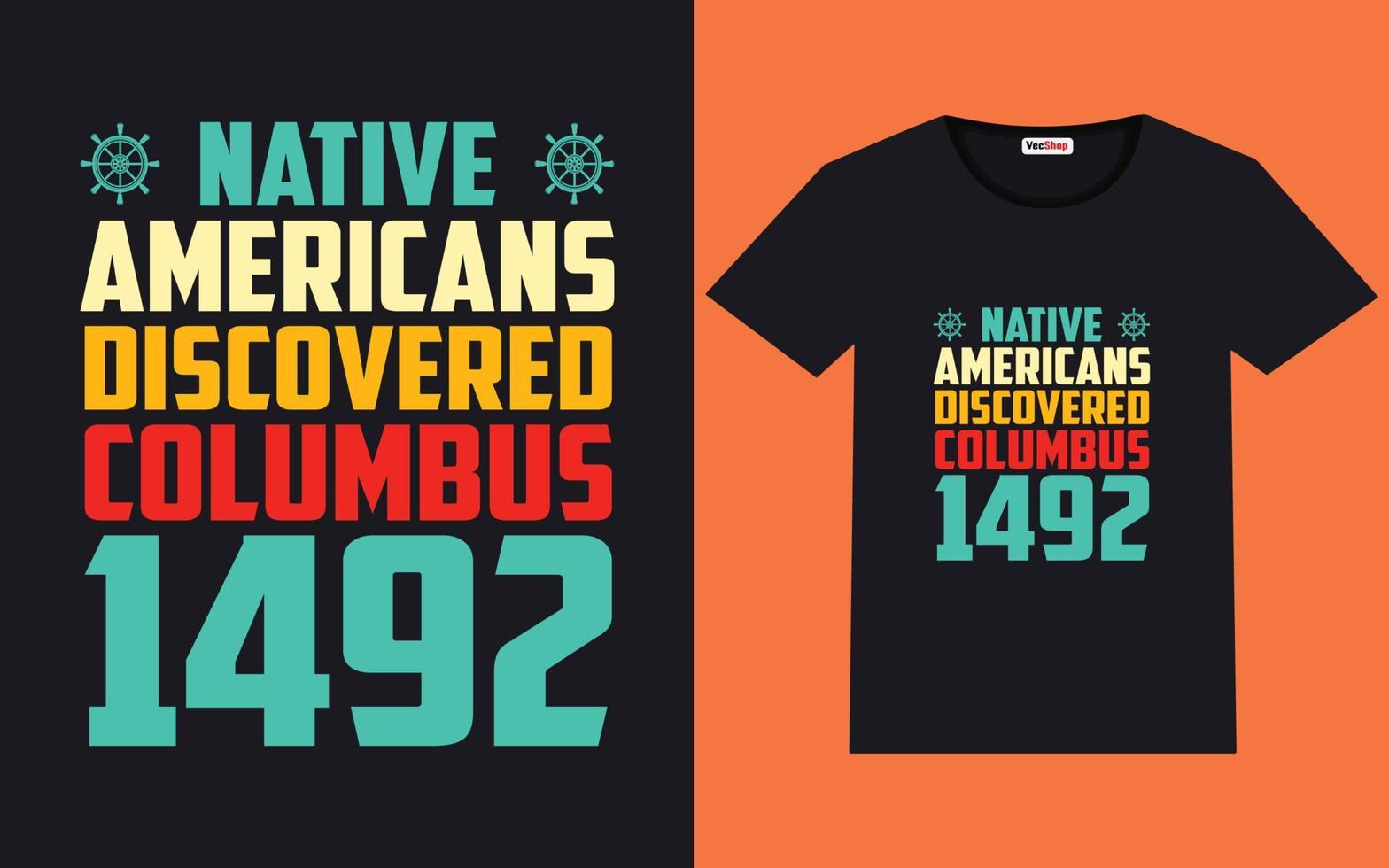 typographie à la mode de columbus day et conception de t-shirt graphique vecteur