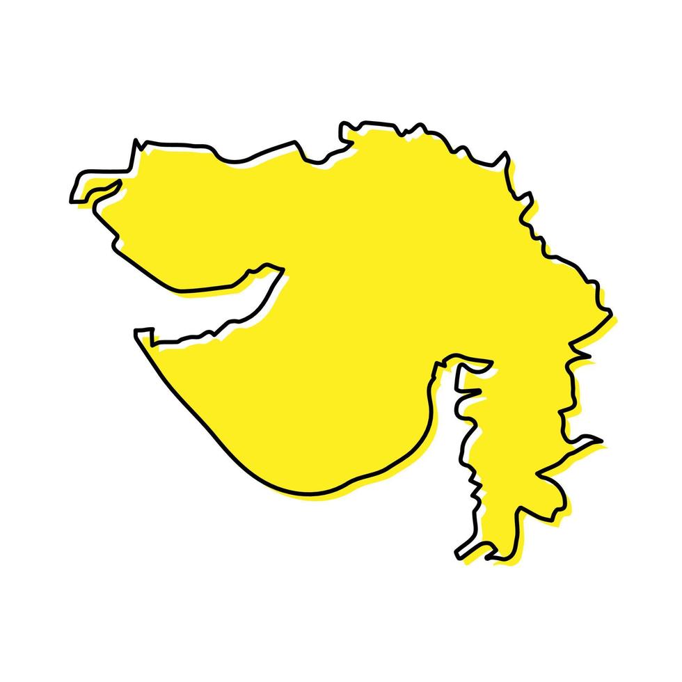 Facile contour carte de Gujarat est une Etat de Inde. vecteur