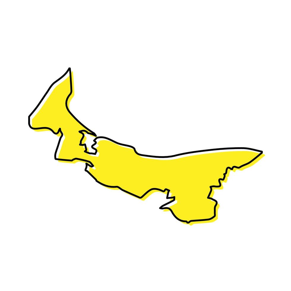 Facile contour carte de prince Edouard île est une Province de cana vecteur