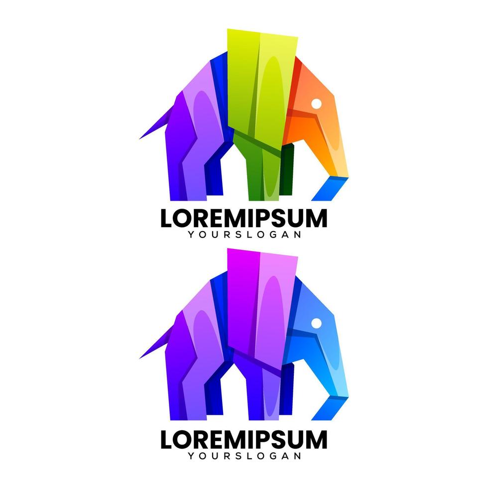 l'éléphant coloré pente logo conception vecteur