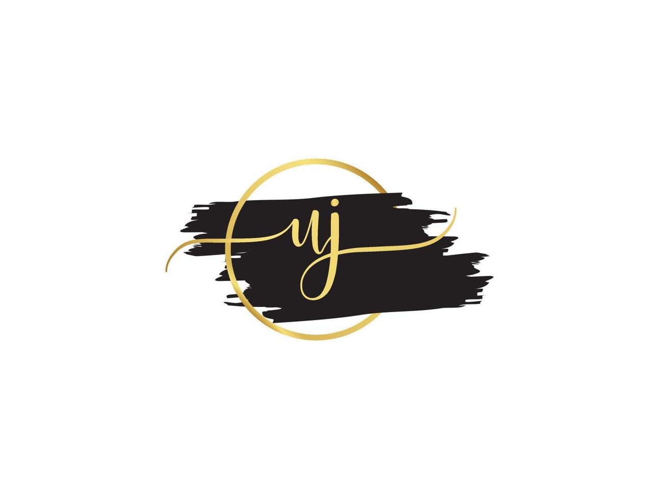 initiale uj Signature lettre, Signature uj luxe brosse logo icône conception vecteur