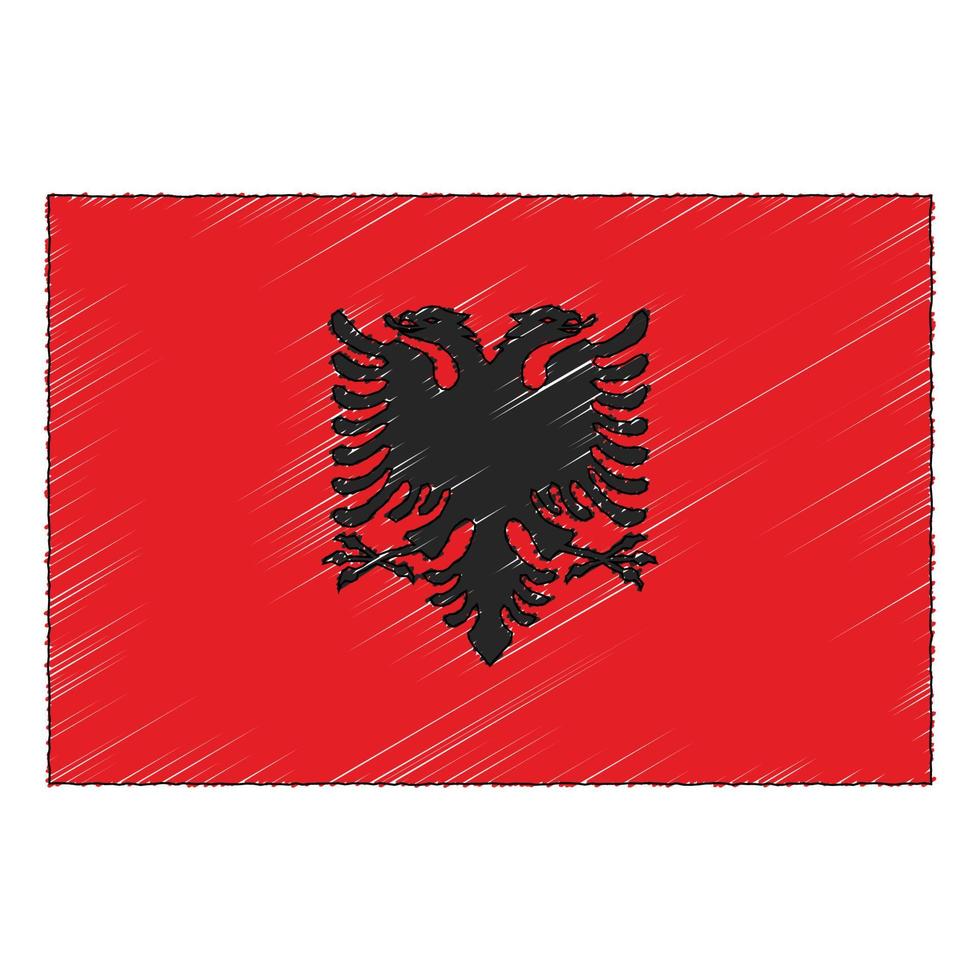 main tiré esquisser drapeau de Albanie. griffonnage style icône vecteur