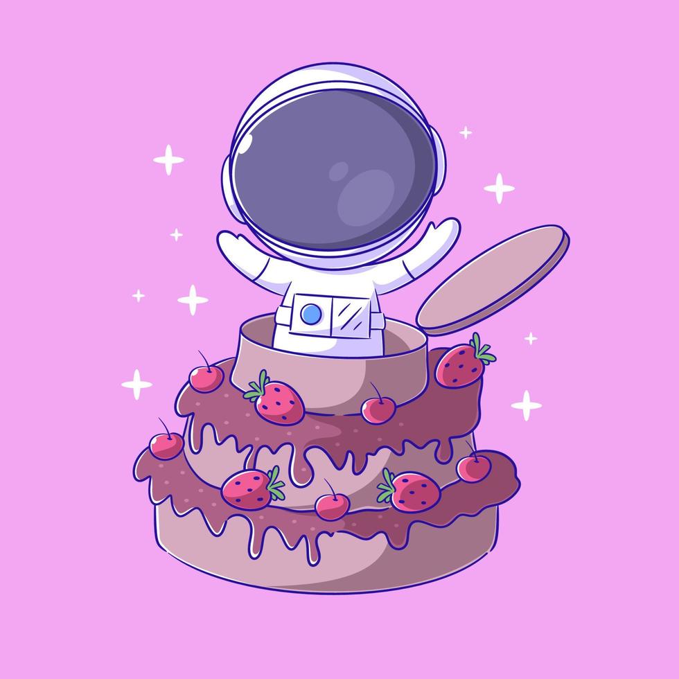 astronautes sont sur une gros gâteau vecteur