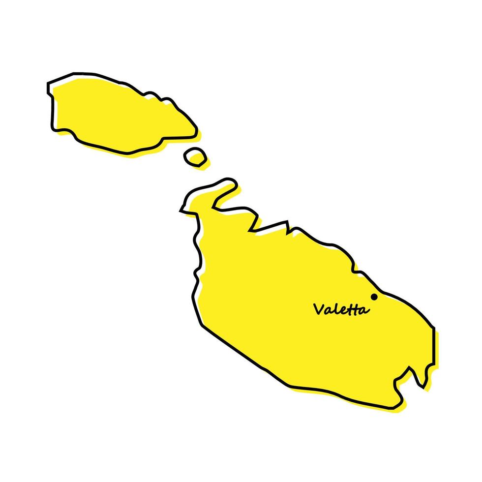 Facile contour carte de Malte avec Capitale emplacement vecteur