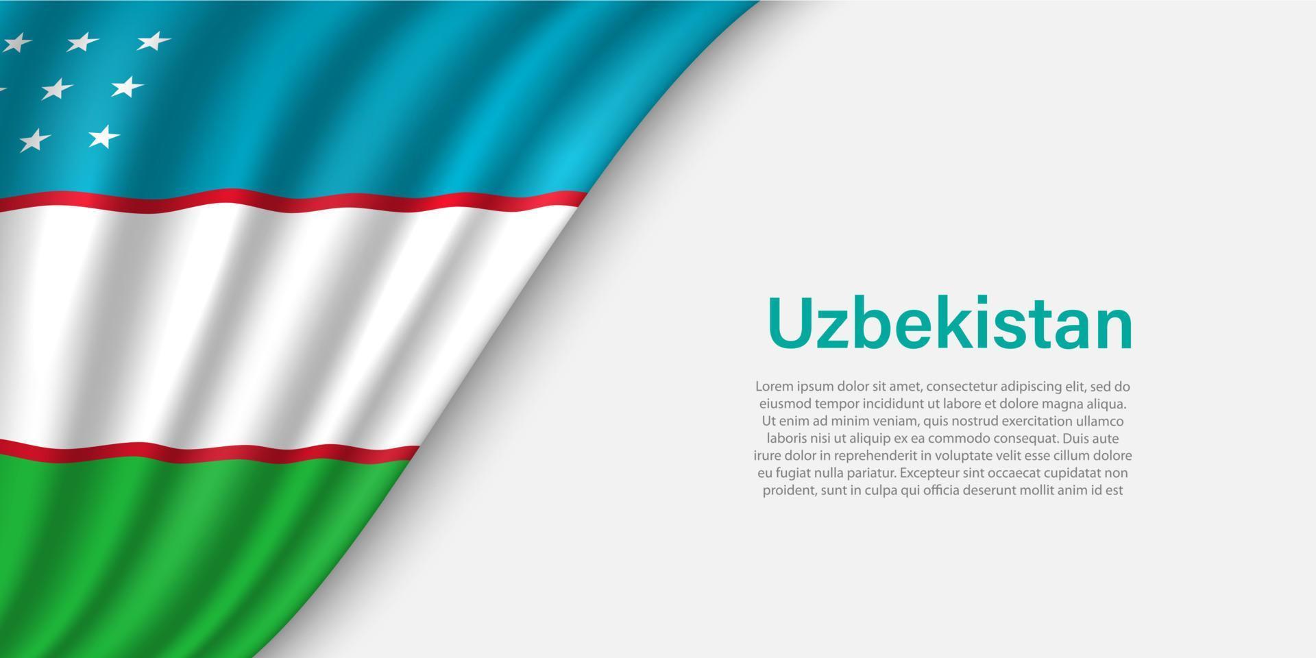 vague drapeau de Ouzbékistan sur blanc Contexte. vecteur