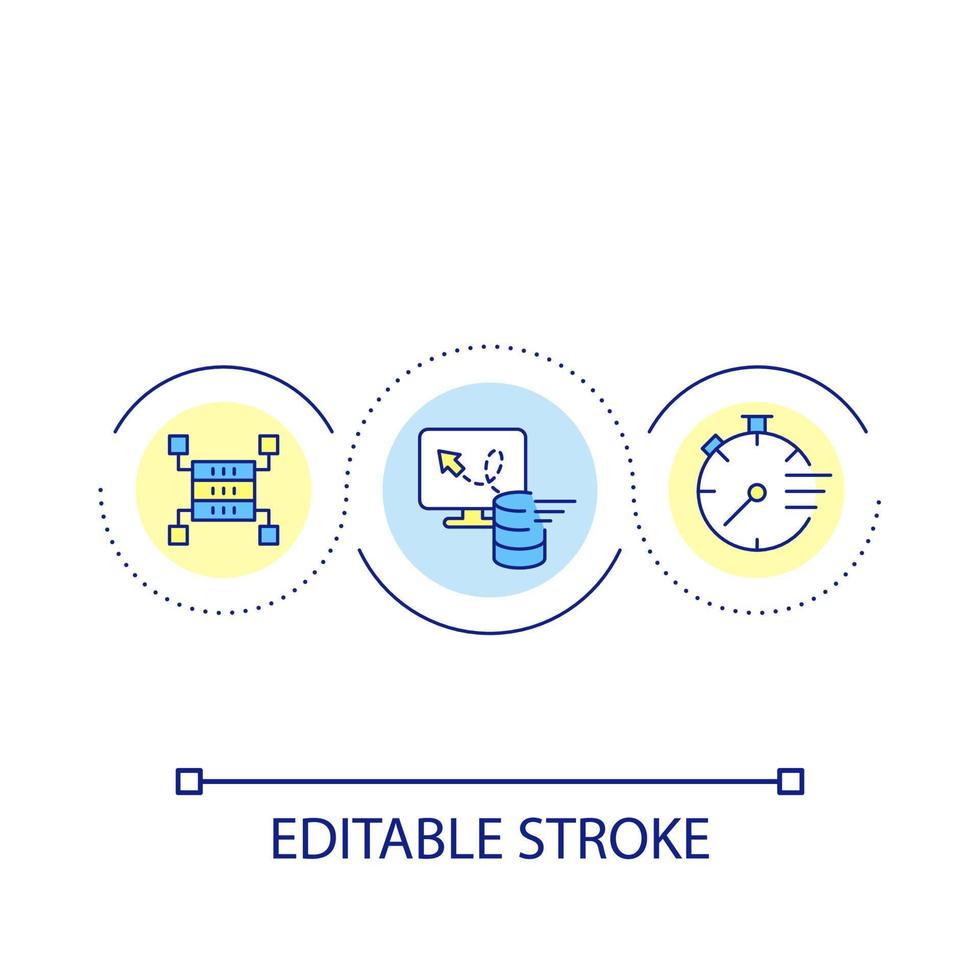 vite numérique opération boucle concept icône. rapide En traitement données. haute la vitesse de serveur réponse abstrait idée mince ligne illustration. isolé contour dessin. modifiable accident vasculaire cérébral vecteur