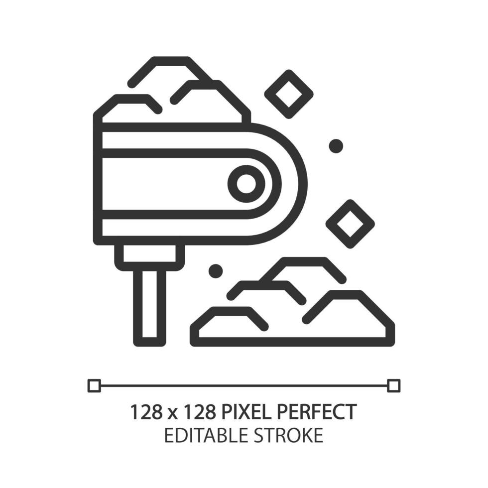 convoyeur pixel parfait linéaire icône. automatique transport de minerai et rock. charbon exploitation minière. lourd industrie équipement. mince ligne illustration. contour symbole. vecteur contour dessin. modifiable accident vasculaire cérébral