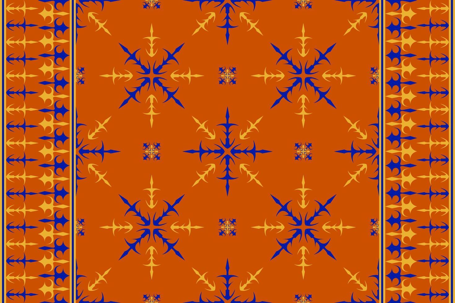 ethnique populaire sans couture modèle dans orange, bleu et Jaune Ton dans vecteur illustration conception pour tissu, tapis, tapis, foulard, emballage papier, tuile et plus