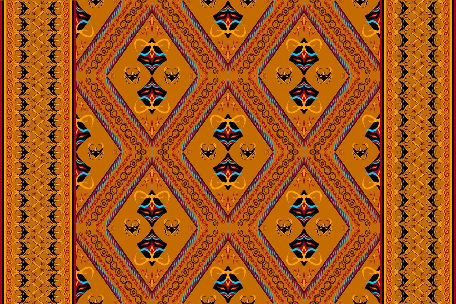 ethnique populaire géométrique sans couture modèle dans Orange et noir Ton dans vecteur illustration conception pour tissu, tapis, tapis, foulard, emballage papier, tuile et plus