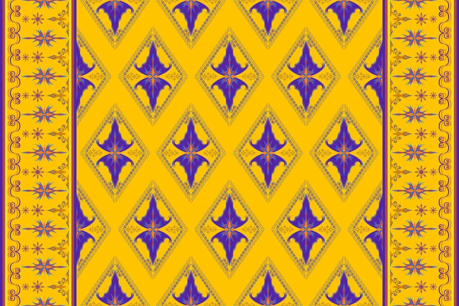 ethnique populaire géométrique sans couture modèle dans bleu, Orange et Jaune Ton dans vecteur illustration conception pour tissu, tapis, tapis, foulard, emballage papier, tuile et plus