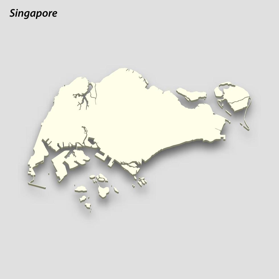 3d isométrique carte de Singapour isolé avec ombre vecteur