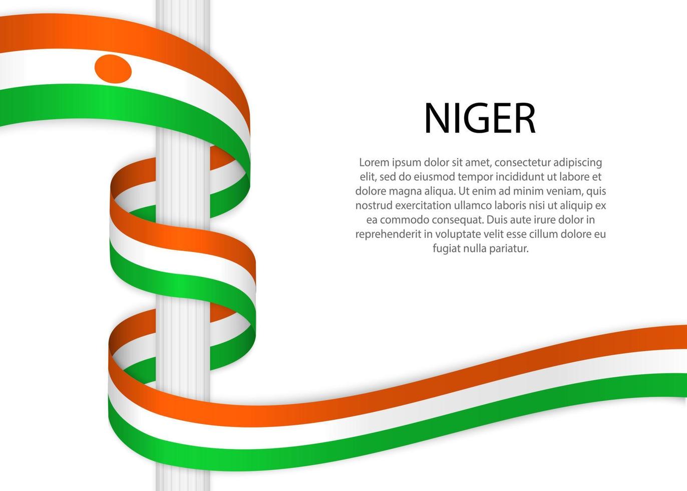 agitant ruban sur pôle avec drapeau de Niger . modèle pour indépendant vecteur