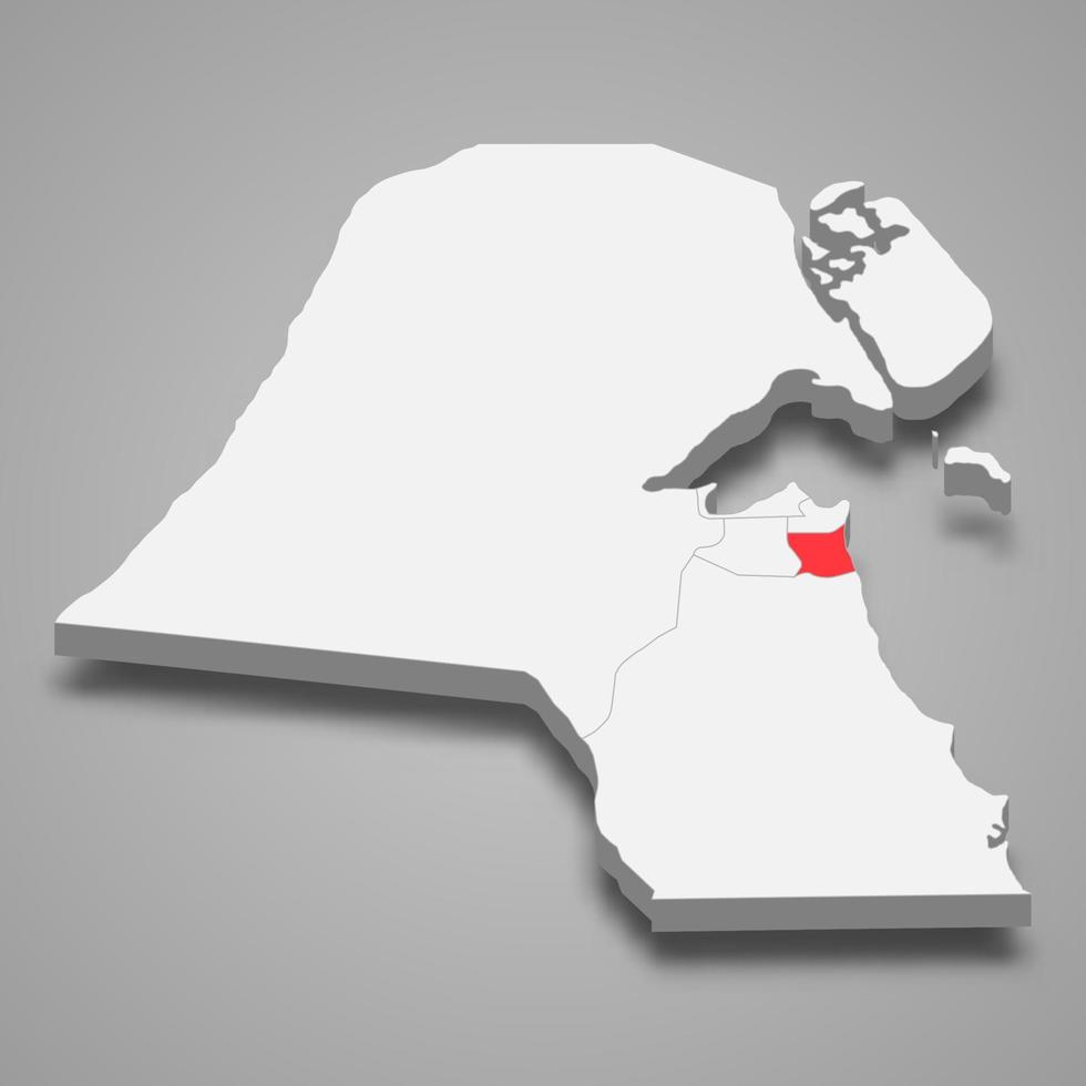 mubarak al-kabeer Région emplacement dans Koweit 3d carte vecteur